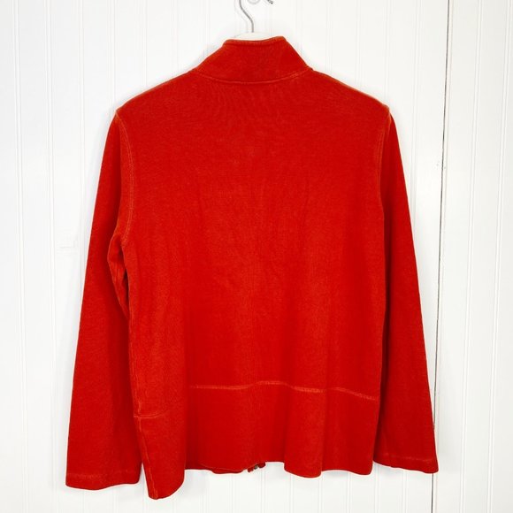 ORVIS Orange 100% Cotton Full Zip Knit Cardigan M - Picture 4 of 10